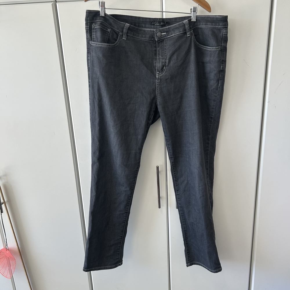 Prana Kara Jeans Dark Grey Contrast Stitch Stretch Denim 20W Regular 30 Inseam